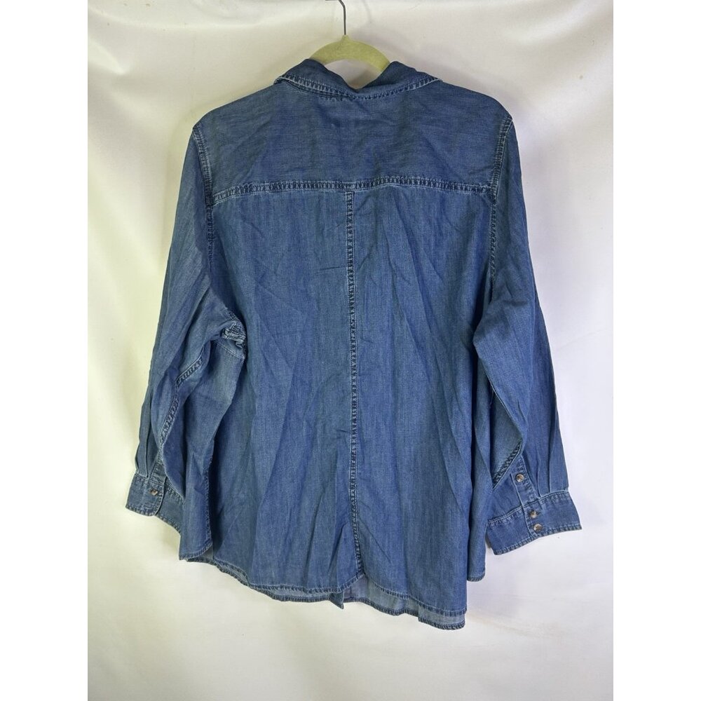 Talbots Chambray Denim Button Front Pocket Shirt - image 7